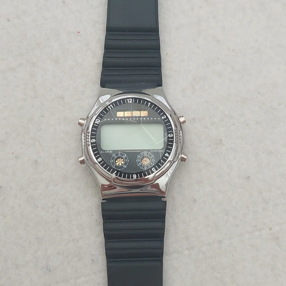 HANIG & CO. Chrome Digital Black and Silver Watch NIB